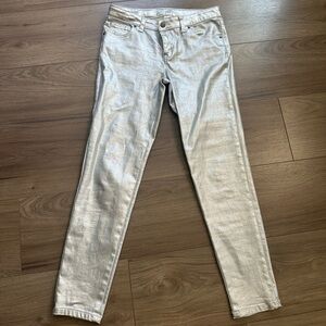 Silver Skinny pants by Cat & Jack. Children’s size 16. Or Women’s 4-6.